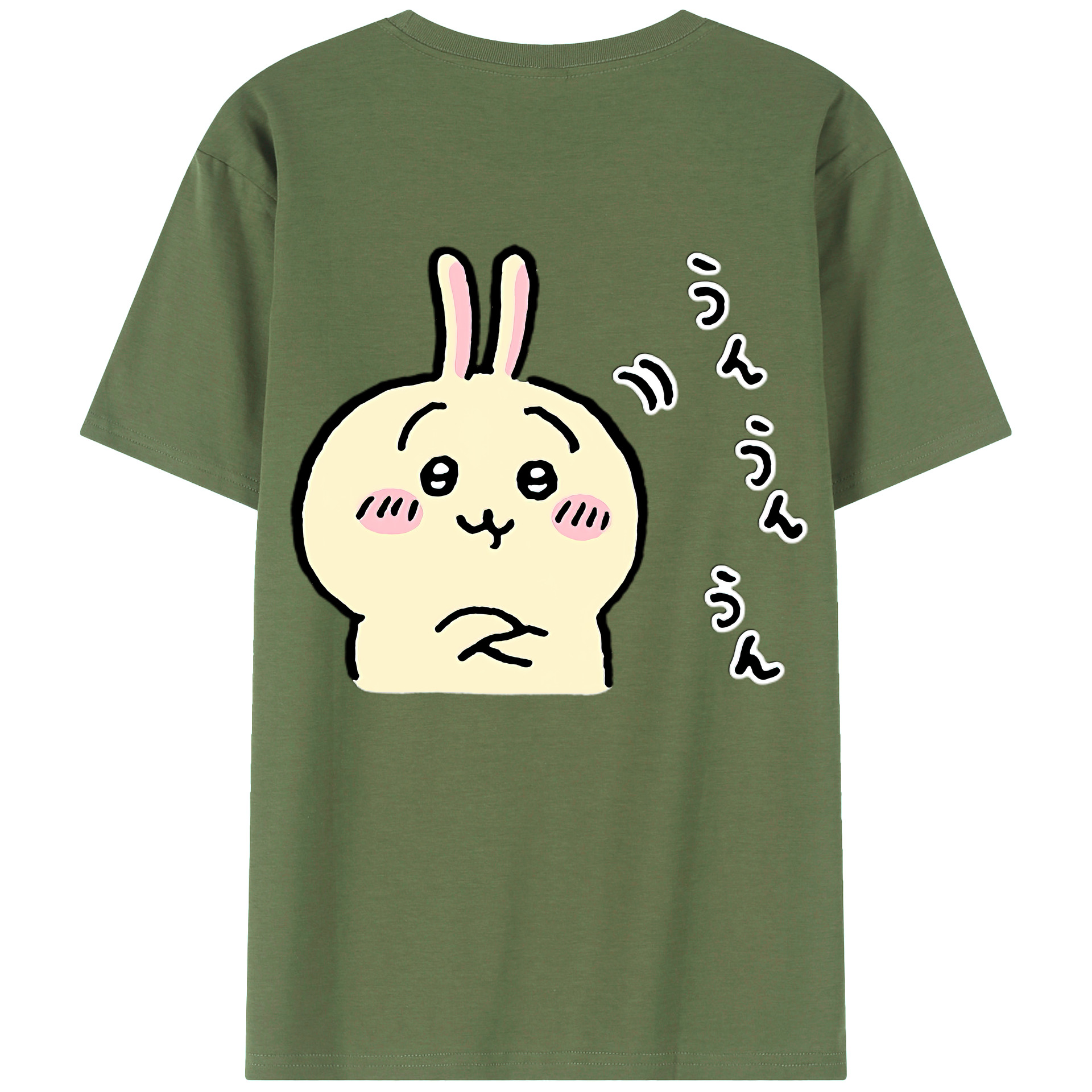（画像用） ちいかわ うさぎ Chii-kawa usagi 綿100％ メンズ半袖Tシャツ（バックプリント） 通気性